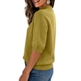 thumbnail image 4 of Women's Short Sleeve Sweaters Trendy High Neck Knit Pullover Tops Business Casual Spring Outfits 2026 Earthy Yellow L, 4 of 5