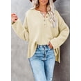thumbnail image 6 of Aleumdr Sweaters for Women Long Sleeve Button V Neck Jumper Tops Oversized Waffle Knit Pullover 2XL, 6 of 8