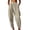 Beige, variant on Women's Beach Pants, Elastic Waist Loose Fit Cotton Linen Trousers with Drawstring Cuffs, Casual Cropped Lounge Pants for Summer, Vacation, Daily Wear and Boho Style Beige L