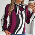 thumbnail image 6 of ICHUANYI Womens Dressy Chiffon Blouse Striped Long Sleeve Casual Tie Neck Shirts Tops Summer Fashion 2024, 6 of 8