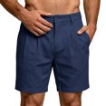 thumbnail image 5 of WULMLEO Mens Casual Shorts 9" Flat Front Elastic Waist Linen Dress Shorts Lightweight Summer Bottoms with Pockets Navy 2XL, 5 of 8