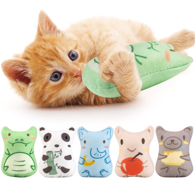 5PCS Animal Cat Chew Toy Interactive Catnip Filled Kitten Toy Soft Pet Toy