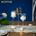 thumbnail image 3 of Glass Tealight Candle Holders: Set of 6 Tall Candle Stands for Dinner Table Centerpiece - Stemmed Candleholders for Pillar Floating Candles, 3 of 7