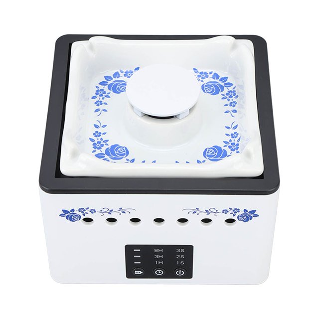 Cenicero sin humo Función de purificador de aire Iones negativos Carga USB Batería de 8000 mAh Captador de humo para barra de oficina familiar Azul y blanco