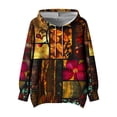 thumbnail image 2 of EchfiProm Womens Oversized Sweatshirt Floral Comfy Hoodies with Pockets Brown Long Sleeve Hooded Pullover Tops for Ladies, 2 of 4