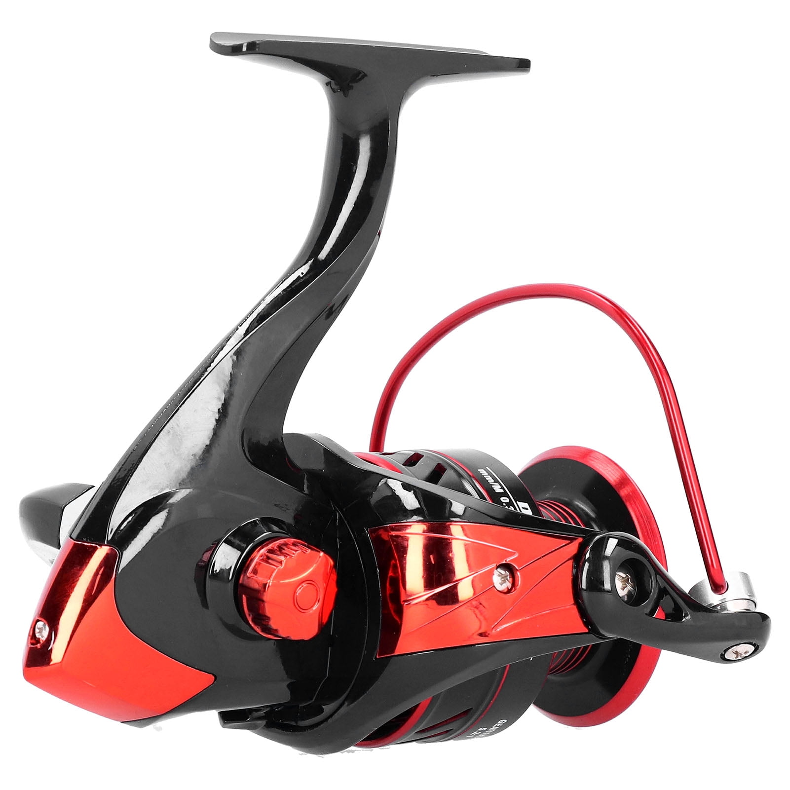 Rupoun Metal Spinning Reel Spool Sea Rod Lure Rock Fishing Long Shot Reel Accessory Black Red DM6000 Ambidextrous 5.2:1 Gear Ratio Heavy Duty Freshwater Saltwater