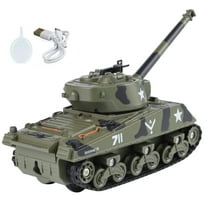 TAPDRA WWII USA M4 Sherman Medium Tank Model for Display 1/35 Scale Metal Alloy Replica Realistic Sound Light Atomizing