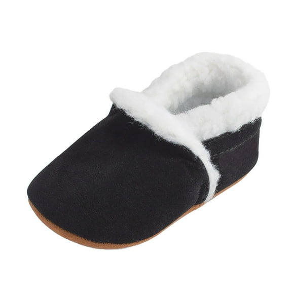 Generic Winter Multi Color Baby Shoes Soft Soled Toddler Shoes Shoes Slip-on Soft Sole Leather Pre Walkers(3-6 Months,Black)