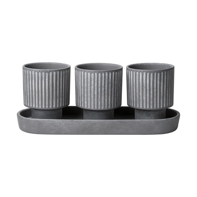 Better Homes & Gardens Ceramic Herb Planter Set-Grey