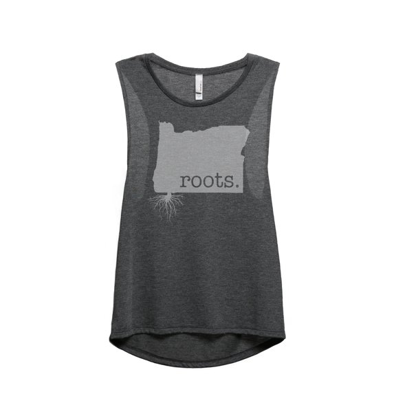 Thread Tank Home Roots State Oregon OR Women's Sleeveless Muscle Tank Top Charcoal Small