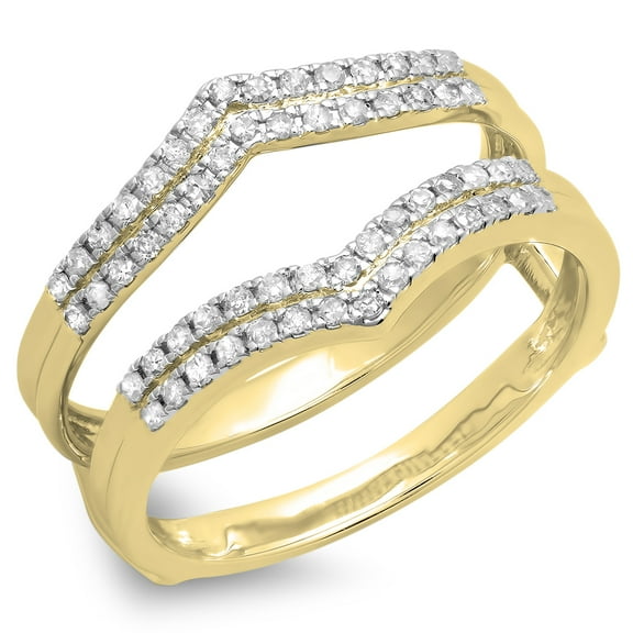 Dazzlingrock Collection 0.30 Carat (ctw) 14K Round Diamond Wedding Band Enhancer Guard Double Ring 1/3 CT, Yellow Gold, Size 7