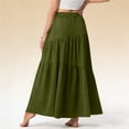 thumbnail image 4 of LNWUY Women Summer Maxi Skirt with Pockets Smocked Elastic Waist A-Line Skirt Irregular Tiered Layer Solid Color Casual Flowy Skirts Green XL, 4 of 6