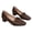Brown, variant on Purcolt Women's Bow Loafers Comfortable PU Leather Square Toe Block Heel Penny Loafers Business Work Office Dress Shoes
