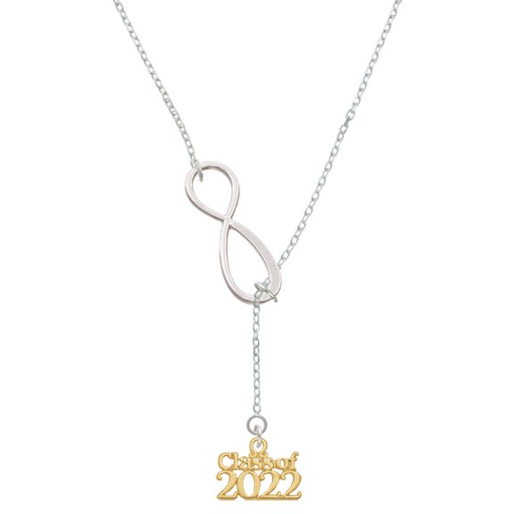 Delight Jewelry Goldtone Class of 2022 Silver tone Elegant Infinity Lariat Necklace