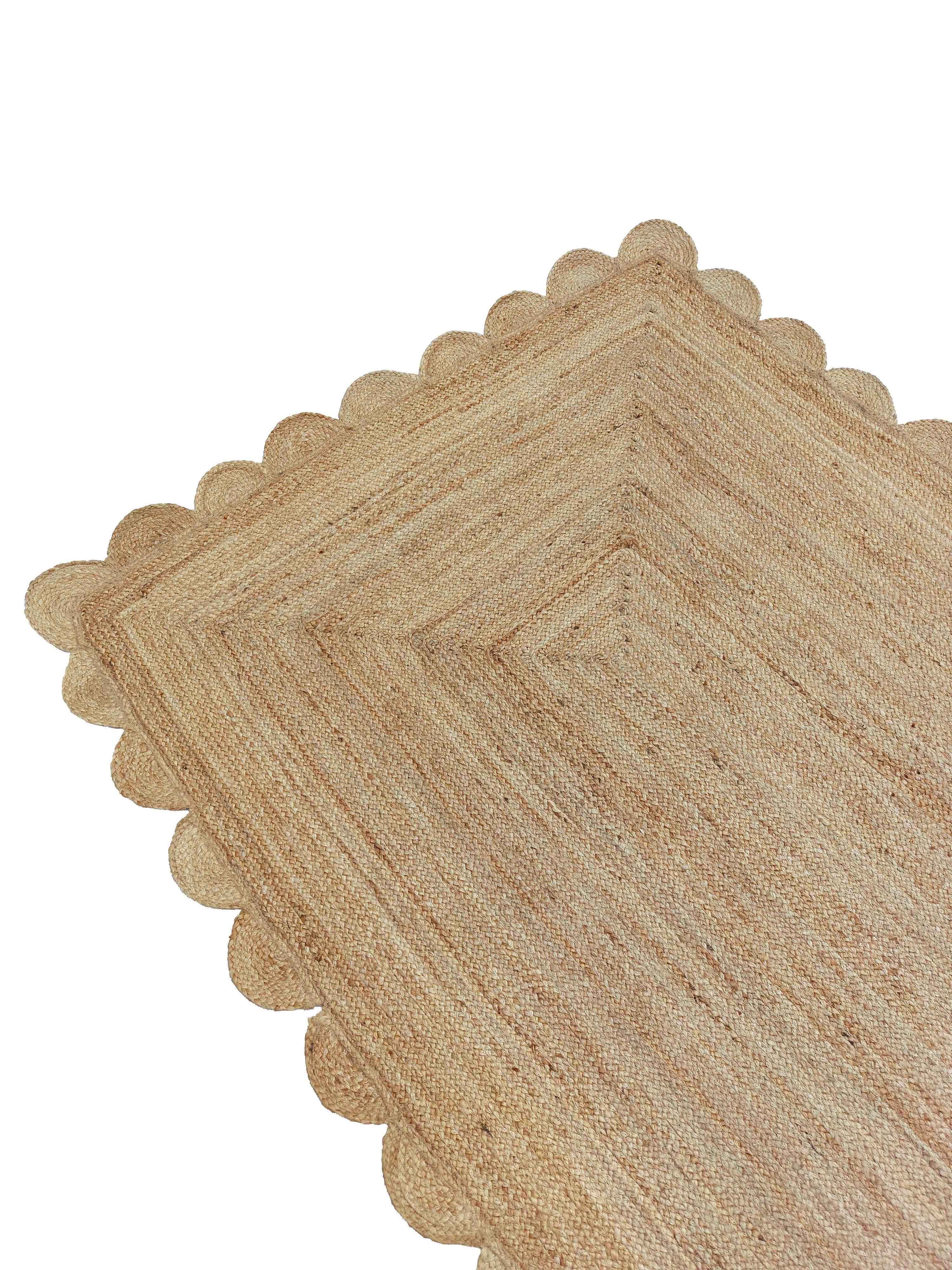 Natural Jute Scalloped Jute Area Rug 2x3 Feet