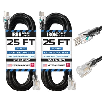 2-Pack Heavy Duty Outdoor Extension Cords - 6 Ft, 16/3 2-Pack Heavy Duty Outdoor Extension Cords - 6 Ft, 16/3