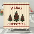 thumbnail image 2 of Vintage Farmhouse Christmas Shower Curtain Holiday Tree Bathroom Decor Pine Tree in Christmas Red and Green Bath Curtain Rustic Winter Holiday Hooks Included 72X72IN, 2 of 6