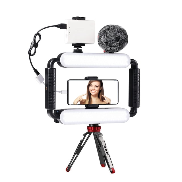 Kit de luces de vídeo Gimbal Stabilizer GVM para teléfono con micrófono y trípode