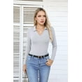 thumbnail image 6 of Vafful Womens Long Sleeve Shirts Polo Tops V Neck Slim Fitted Ribbed S-XL, 6 of 6