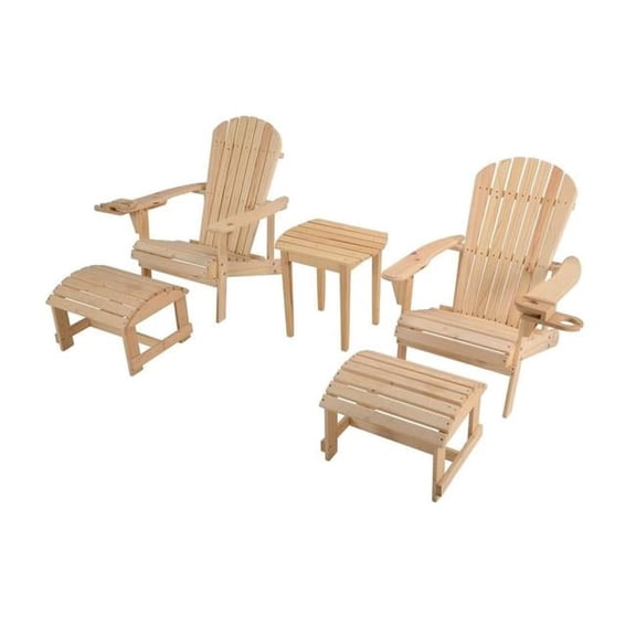 Best Desu 2101NC-CH2OT2ET Earth Collection Adirondack Chair with phone and cup holder (2 Chairs, 2 Ottoman and End table set)