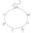 thumbnail image 4 of Dainty Star and Moon Anklet 925 Sterling Silver CZ Crystal Adjustable Dangle Charm Beach Foot Anklets Bracelet Summer Foot Jewelry for Women, 4 of 8