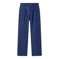 thumbnail image 7 of QATAINLAV Womens Linen Wide Leg Palazzo Pants Summer Button Front Elastic Waist Work Trouser Loose Casual Dress Pants with Pockets Blue S, 7 of 7