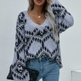 thumbnail image 6 of IROINNID Reduced Womens Sweater Knit V-Neck Pullover Sweater Stripes Leisure Mid-Length Long Sleeve Matching Tops Blouse Knitted Sweater, 6 of 6