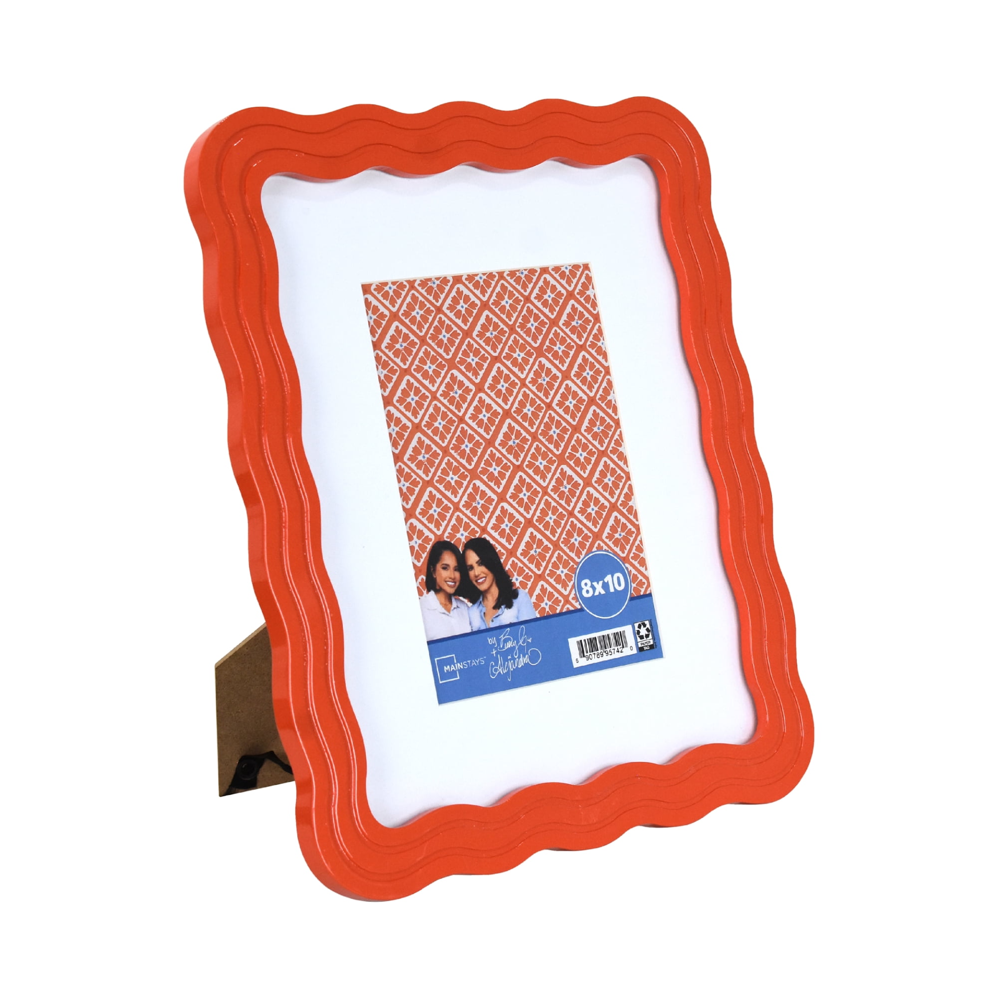 Mainstays by Becky G. & Alejandra Wavy Photo Frame, Mandarin Orange, Fits 5 in x 7 in with Mat or 8 in x 10 in Without Mat