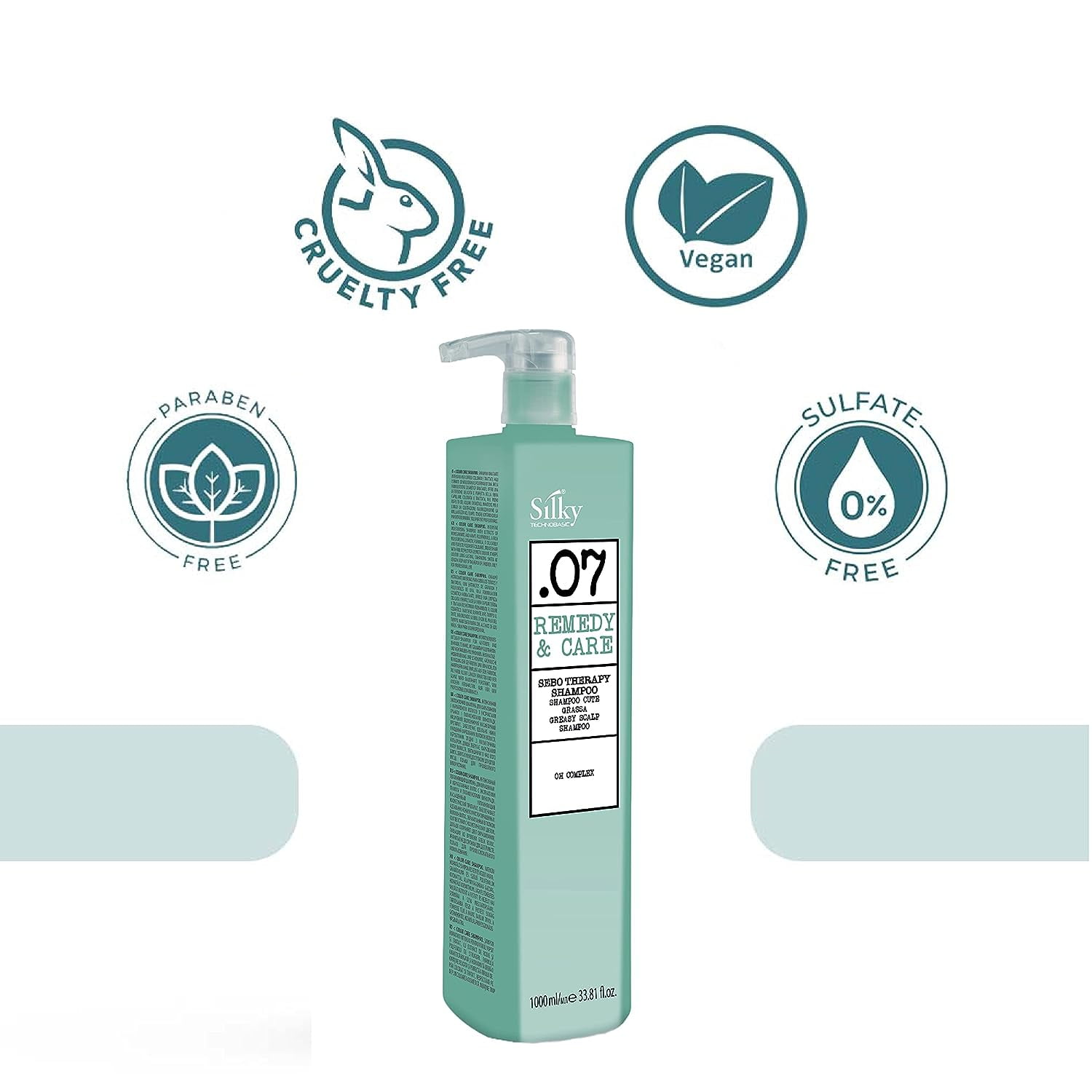 SILKY .07 Sebotherapy Shampoo for Oily Scalp with Natural Blend to Clear Scalp and Control Excess Oil Production (1000 ML)/33.8oz