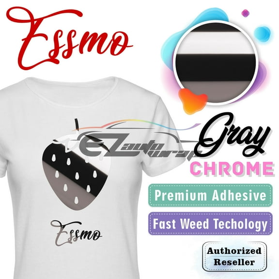 ESSMO Gray Chrome Heat Transfer Vinyl HTV Sheet T-Shirt 20" Wide Iron On Heat Press 20"x12"