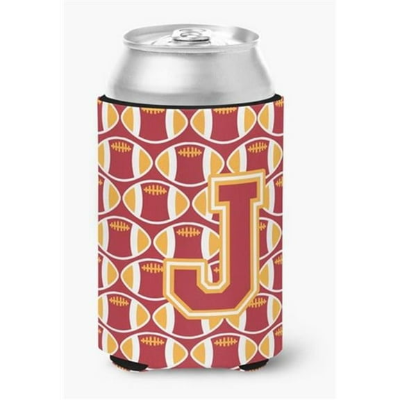 Letter J Football Cardinal & Gold Can or Bottle Hugger