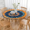 thumbnail image 3 of Orange Blue Tie Dye Mandala Pattern Round Fitted Tablecloth with Elastic Edge,Dining Table Cover Waterproof,Outdoor Round Tablecloth for Camping,Dining,Indoor and Outdoor, 3 of 7