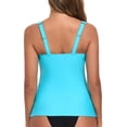 thumbnail image 6 of Ocean Blues Women's V Neck Twisted Tummy Control Ruched Tankini Top, 6 of 6