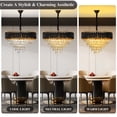 thumbnail image 3 of Modern Crystal Chandeliers 5 Tiers Black and Gold Pendant Light Fixtures, 10 Lights Black Modern Chandeliers for Living Room Dining Room Bedroom Kitchen, 3 of 7