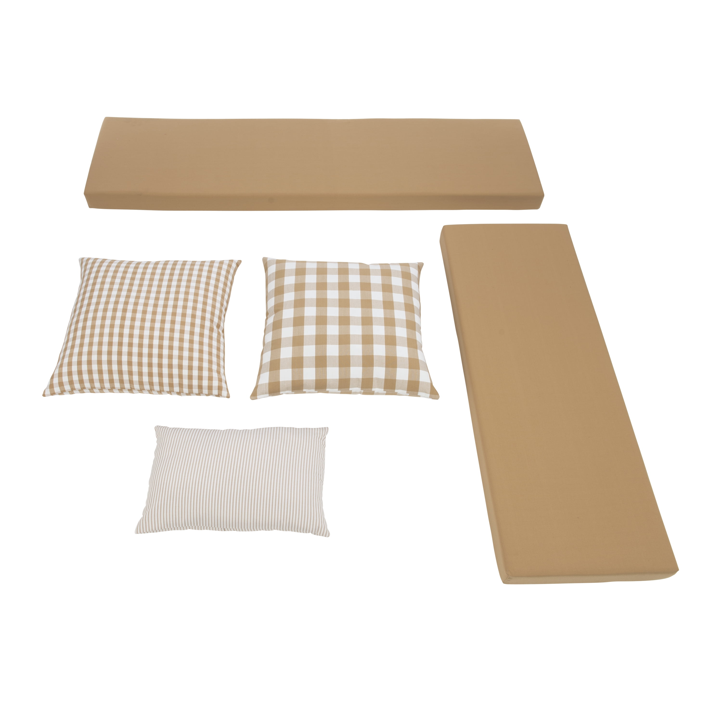 Linon Romero Backless Corner Nook with Storage, 5-Piece Cushion Set, White/Beige