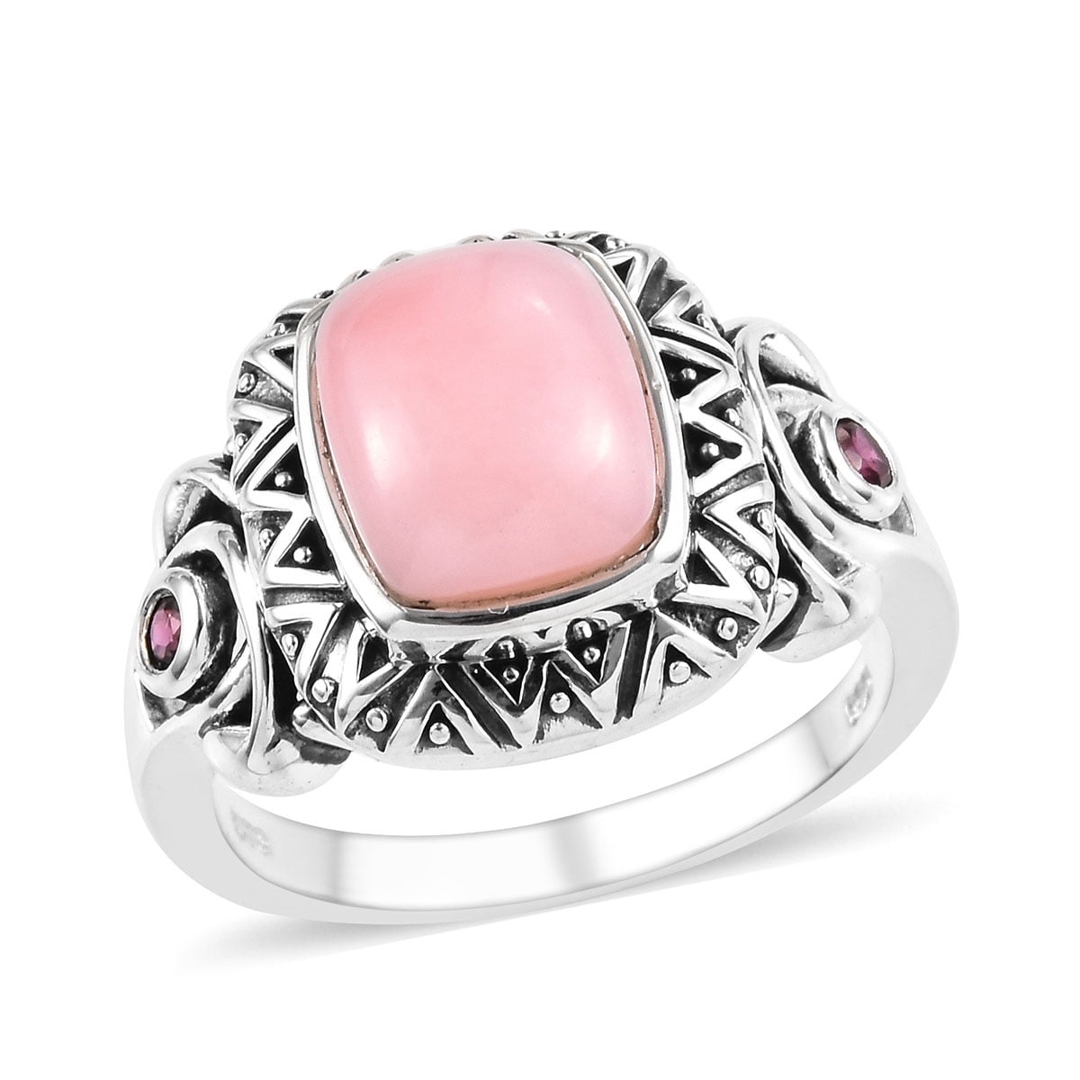 Shop LC - Pink Opal Rhodolite Garnet Ring 925 Sterling Silver - Walmart ...