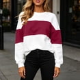thumbnail image 3 of Josdec Women's Two Tone Color Block Crew Neck Sweatshirt, Drop Shoulder Long Sleeve Loose Pullover, All Season Daily Casual Loungewear Tops, 3 of 9