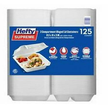 Hefty Supreme Foam 3-Compartment Hinged Lid Container (125 Ct.)