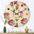 thumbnail image 2 of Designart 'Roses Flowers Pattern On White' Mid-Century Modern Wood Wall Clock, 2 of 5