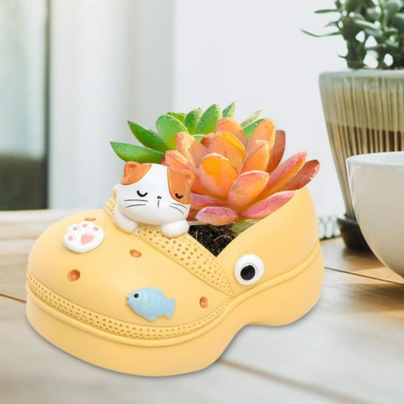 Colaxi Cartoon Flower Pot Decorative Flower Arrangement Ornament Vase Flowerpot Planter Pot for Home Living Room Office Garden Shelf Cat