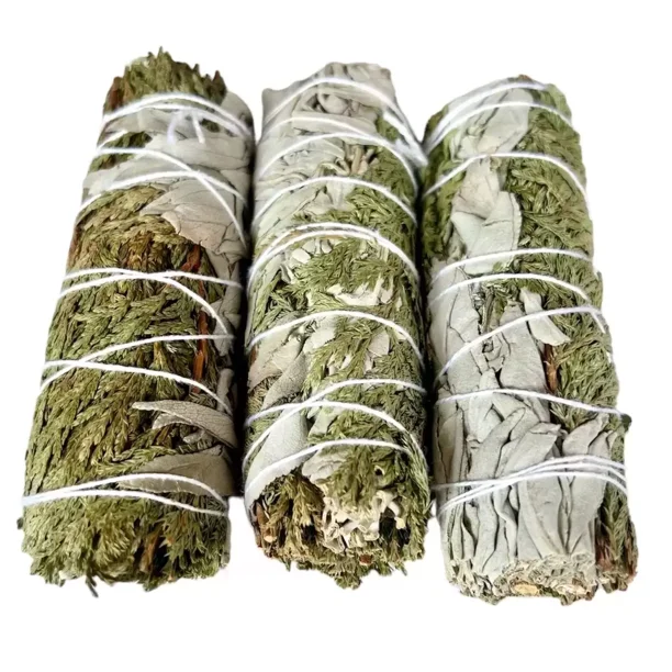 Sahumerio de Salvia Blanca con Cedro 10 cm – Pack de 3 Piezas Fragancia Terrosa y Amaderada para Espacios Cálidos y Acogedores