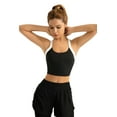 thumbnail image 6 of SERENMOVE Women’s Asymmetric Color Black Sports Bra - Black & White, Seamless, Medium Support, 6 of 7