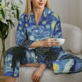 thumbnail image 6 of Pajama Sets for Women 2 Pcs, The Starry Night Button Down Long Sleeve Sleepwear Lounge PJ Sets, 6 of 6