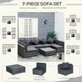 thumbnail image 5 of Outsunny 7-Piece Patio Furniture Sets PE Rattan Sectional Sofa Set Outdoor Conversation Set w/Acacia Top Coffee Table & Cushion for Garden, Backyard, Grey, 5 of 9
