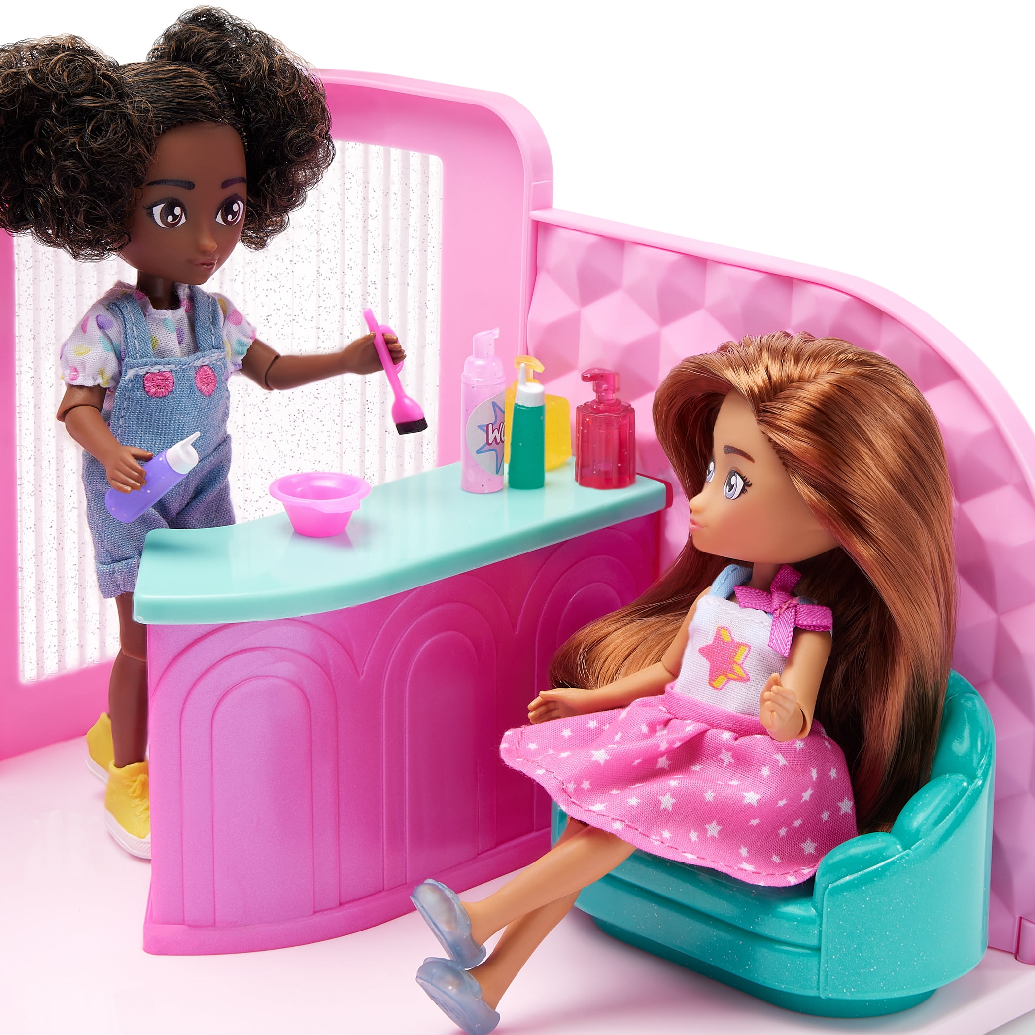 Hey Bestie 19pc Hair Salon Playset for Small Dolls (5.5-inch) with Accessories, Kids 3 Years & up