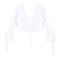 thumbnail image 6 of YONGHS Women's 3/4 Flare Sleeve Crop Top Crisscross Back Belly Dance Cardigan Blouse Wrap Top White One Size, 6 of 7