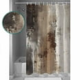 thumbnail image 4 of Brown Vintage Shower Curtain, 60" x 72", Watercolor Abstract Art Waterproof Bathroom Curtain Washable Shower Curtain Set with 12 Hooks, 4 of 6
