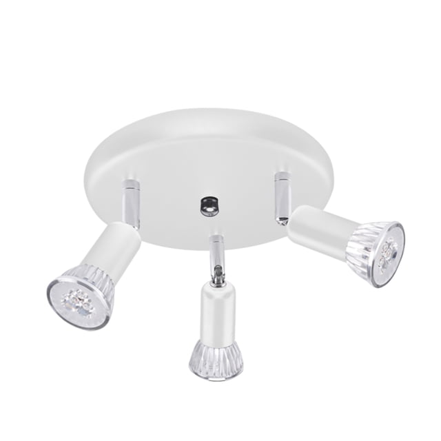 Foco de techo de placa redonda de 3 vías, gabinete, bombillas LED giratorias, iluminación para el hogar, luz blanca cálida Guardurnaity HA8256-05B