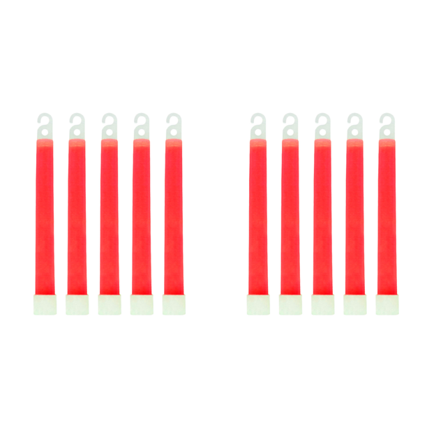 Palos de luz brillantes de 6 pulgadas, Kit de supervivencia impermeable, equipo de senderismo y acampada (rojo), 10 Uds.