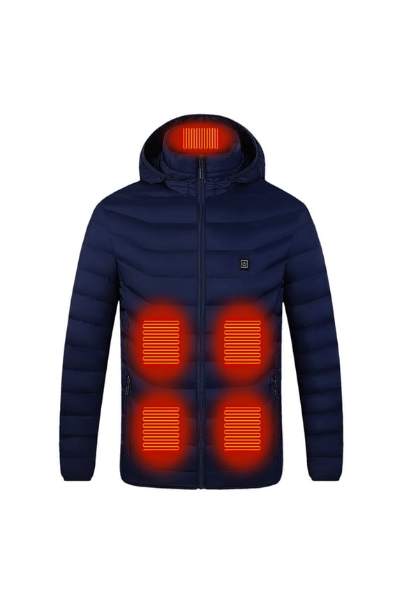 Heated Jacket 11 Areas USB Men Women Winter Outdoor USB Rechargeable Heating Jackets Warm Sports Thermal Puffer Coat Clothing for Hiking Skiing(Blue,S)